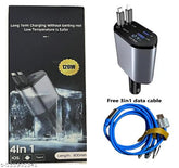 4 IN 1 Retractable Car Phone Charger USB Type C Cable Fast Charge Cord Cigarette Lighter Adapter For Ios And Android