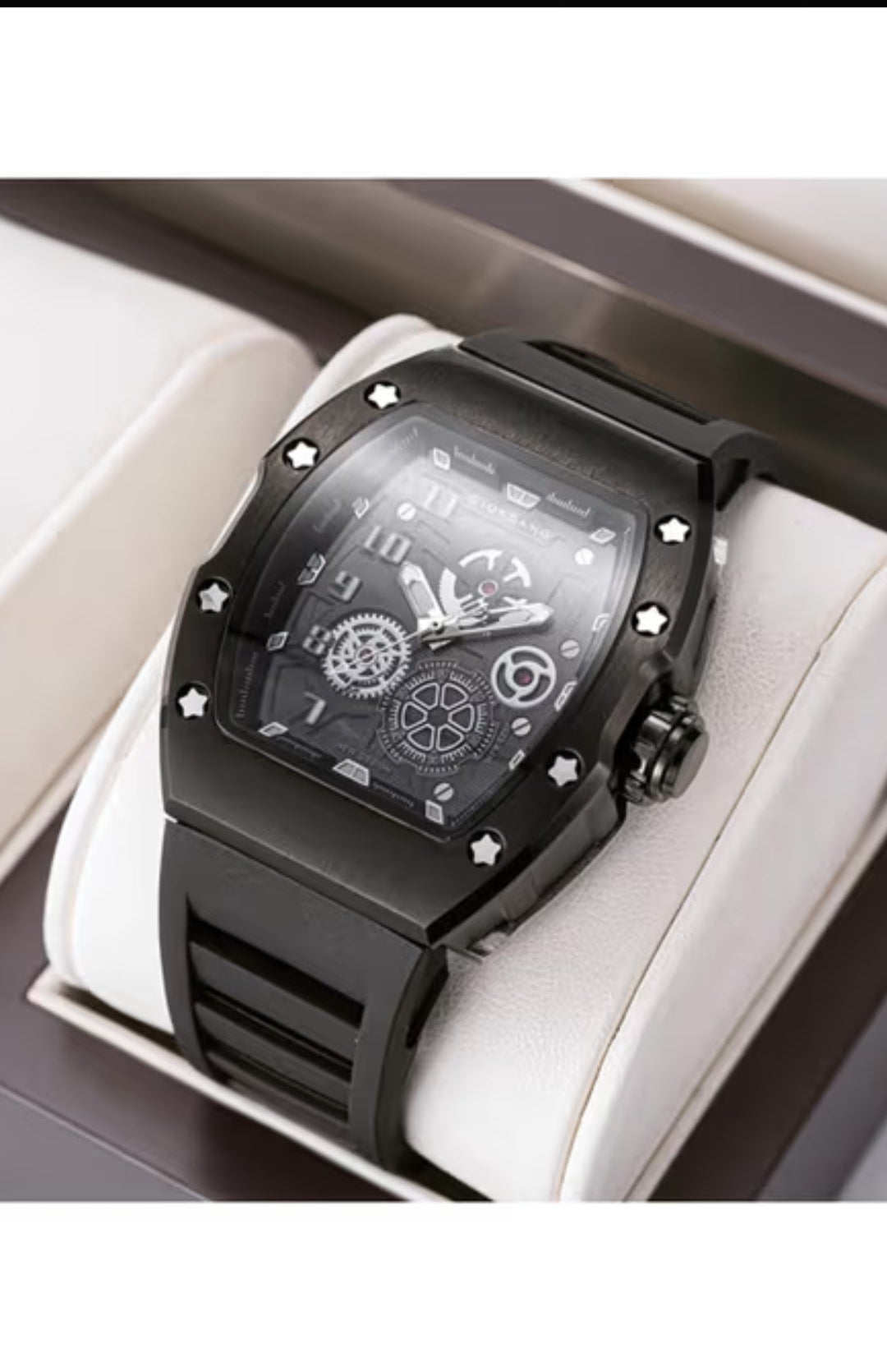 GIORDANO TONNEAU MEN SKELETON WATCH WITH RECTANGULAR DIAL (COMES WITH BOX)