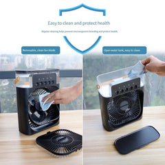 Brand: HAYBERG 
1.0 out of 5 stars
(1)
Portable Air Conditioner Fan, 3 In 1 Ice Mist Mini Evaporative Portable Air Cooler with LEDnightlight, Timer, 3 Wind Speeds and 3 Spray Modes for for Home Office Bedroom Table and Desktop (Black)